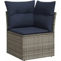 vidaXL 11-teiliges Gartensofa-Set mit Kissen, grau, Polyrattan