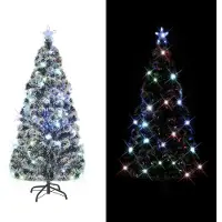 vidaXL Vorbeleuchteter Weihnachtsbaum mit Ständer und LED 150 cm Glasfaser