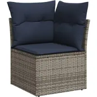 vidaXL 8-teiliges Gartensofa-Set mit Kissen, grau, Polyrattan