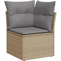 vidaXL 8-tlg. Garten-Sofagarnitur mit Kissen Beige Poly Rattan