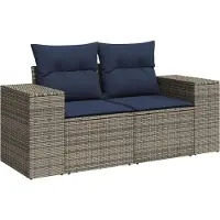 vidaXL 5-teiliges Gartensofa-Set mit Kissen, grau, Polyrattan