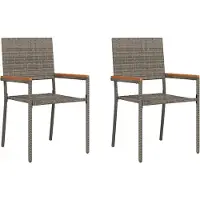 vidaXL Garten Stapelstühle 2 stk. Grau Poly-Rattan