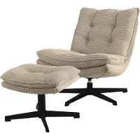 Die Möbelfundgrube Relaxsessel mit Hocker grau-beige Cord - drehbar - KASPER