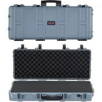Vevor Waffenkoffer mit Hartschale für Langwaffen, abschließbarer Gewehrkoffer mit vorgeschnittenen Schaumstoffen, Langwaffenkoffer Waffenaufbewahrung rollbar IP67 wasserfest, 97,8 x 42 x 17,3 cm Grau