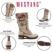 Mustang Winterstiefel SHOES "Haukea", Damen, Gr. 42, Normalschaft, beige, Lederimitat, Textil, used, Schuhe Winterstiefel, Snowboots, Winterstiefel mit TEX-Membrane