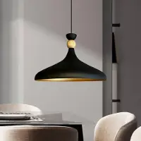 Bamyum Pendelleuchte Schwarz Ø35 cm Metall E27 Moderne Lampe, Ohne Leuchtmittel