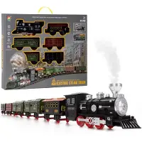 Springos Dampflok-Spielzeug Lokomotive Eisenbahn mit Sound und Dampfeffekt – 5 Wagen