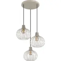 Globo Hängeleuchte Mateo, 3-flg, cremefarben, Metall, Ø 50 cm