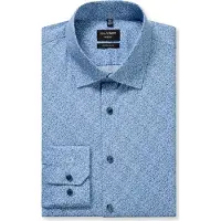 Olymp Langarmhemd "No 6 six", Herren, Gr. 41, N-Gr, bleu, Web, Obermaterial: 100% Baumwolle, gemustert, sehr schmal normal, 2-Knopf-Manschette, Hemden Langarmhemd, super slim, Kentkragen, Businesshemd