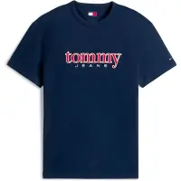 Tommy Hilfiger T-Shirt TOMMY JEANS "TJM REG APPLIQ GRAPHIC", Herren, Gr. XXL, schwarz night navy, Single Jersey, Obermaterial: 100% Baumwolle, regular fit, Shirts T-Shirt