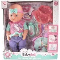 Merkloos Babypuppe pädagogisches Spielzeug mit Zubehör 26cm Kunststoff