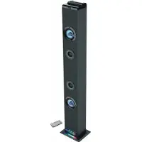 Inovalley HP58BTH Sound Tower Lautsprecher schwarz, Bluetooth 4.1, 60 W (4x15 W), FM-Radio, AUX-IN, USB & microSD, LED-Musiklicht, Fernbedienung