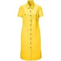 MADELEINE Sommerkleid "Kleid Schmales Hemdblusenkleid mit Kurzarm", Damen, Gr. 38, N-Gr, gelb (sonnengelb), Obermaterial: 97% Baumwolle CO. 3% Elasthan EL., Modern, normal, Kleider Sommerkleid