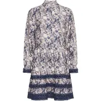 Pulz Jeans Midikleid "Damen Kleid PZPERNILLE", Damen, Gr. XS, N-Gr, blau (dunkelblau paisley printed), Obermaterial: 83% Viskose CV. 17% Polyamid PA., Kleider Midikleid