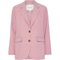 Y.A.S Longblazer "YASREEMAJ LS BLAZER NOOS", Damen, Gr. 40, rosa (lilas), Web, Obermaterial: 77% Polyester, 19% Viskose, 4% Elasthan, unifarben, oversize, V-Ausschnitt, Blazer Longblazer