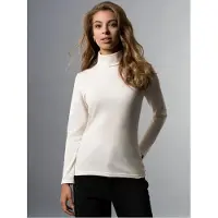 Trigema Rollkragenshirt "Rollkragenshirt", Damen, Gr. L, beige (natur), Feinstrick, 95% Baumwolle, 5% Elastan, Basic, normal, ohne Ausschnitt, Shirts Rollkragenshirt