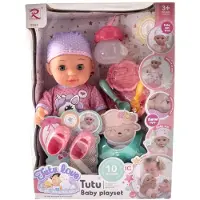 Merkloos Babypuppe mit Zubehör 26cm interaktives Spielzeug für Kinder