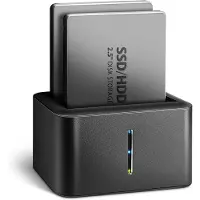 Axagon ADSA-D25 SuperSpeed USB DUAL 2.5" SSD/HDD MINI dock, HDD, SSD, Serial ATA II, Serial ATA III, 2.5", USB 3.2 Gen 1 (3.1 Gen 1) Type micro-B, Schwarz, Aluminium
