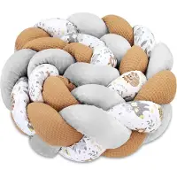 Unyqoos Geflochtenes Kuschelkissen für Kinder 150 cm – Baumwoll-Minky Dekokissen mit Hirschmotiv, flauschig, multifunktionale Bettrolle, Grau