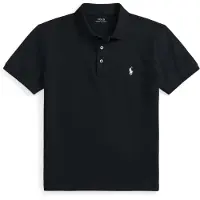 Ralph Lauren für Herren. 710941439040 Schwarzes Polohemd aus elastischem Piqué im Custom Slim Fit-Schnitt (XL), Lässig, Baumwolle, Kurz