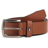 Tommy Hilfiger Ledergürtel "DENTON 3.5 cm breit EXT", Herren, Gr. 125, braun (winter cognac), Rindsleder, Gürtel Ledergürtel, Einfachdornschließe, Metalllogo