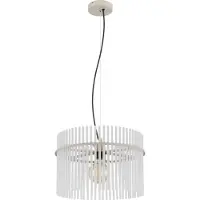 Globo Hängelampe Gorley, weiß/sand, Ø 40 cm, Glas, E27