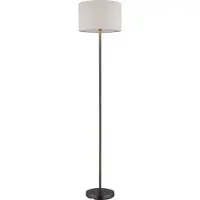 Globo Stehleuchte Thea, creme/schwarz matt, Leinen, Höhe 160 cm