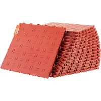 Vevor Garagen-Bodenbeschläge, 305 x 305 x 13,4 mm, 25er-Set Industrieboden, rutschfeste doppelseitige Struktur-Garagenboden, für Garagen, Keller, Reparaturwerkstätten, Rot