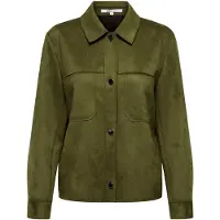 ONLY Hemdbluse "ONLMIRA L/S FAUX SUEDE SHIRT PNT", Damen, Gr. XL, grün (beech), Web, Obermaterial: 95% Polyester, 5% Elasthan, unifarben, regular fit normal, Blusen Hemdbluse, Materialmix, regular fit