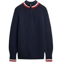 Superdry für Damen. W6110669A Pullover mit halbem Reißverschluss in Marineblau (XS), Lässig, Wolle, Klassisch