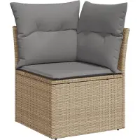 vidaXL 12-tlg. Garten-Sofagarnitur mit Kissen Beige Poly Rattan