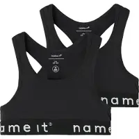 Name it Bustier "NKFSHORT TOP 2P NOOS", Jungen, Gr. 116, N-Gr, 2 tlg., schwarz, Jersey, Obermaterial: 95% Baumwolle, 5% Elasthan, unifarben, eng, BHs Bustier, unifarben, casual, körpernah, Baumwolle