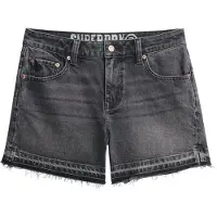 Superdry für Damen. W7110449A Schwarze Mid-Rise-Shorts (26), Lässig, Baumwolle, Denim
