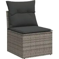 vidaXL 5-tlg. Garten-Sofagarnitur mit Kissen Grau Poly Rattan