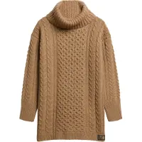 Superdry für Damen. W8011743A Braunes geflochtenes Strickkleid (M), Lässig, Acryl, Langarm