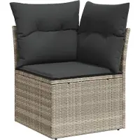 vidaXL 7-tlg. Garten-Sofagarnitur mit Kissen Hellgrau Poly Rattan