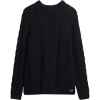 Superdry für Herren. M6110638A Marineblauer Jacob Zopfstrickpullover (XL), Lässig, Acryl, Nachhaltig