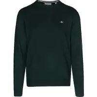 Gant für Herren. 87211 Pullover mit Rundhalsausschnitt aus sehr feiner grüner Schafwolle (S), Lässig, Marine