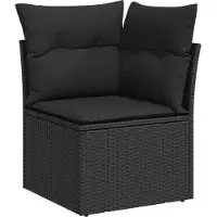 vidaXL 10-tlg. Garten-Sofagarnitur mit Kissen Schwarz Poly Rattan
