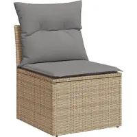 vidaXL 5-tlg. Garten-Sofagarnitur mit Kissen Beige Poly Rattan