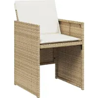 vidaXL 11-tlg. Garten-Essgruppe mit Kissen Beige Poly Rattan