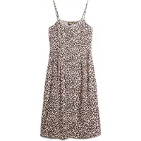 Superdry für Damen. W8011566A Print-Camikleid beige (S), Lässig, Tierdruck, Viskose, Ärmellos / Hosenträger