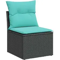vidaXL 10-teiliges Gartensofa-Set mit Kissen, schwarzes Polyrattan
