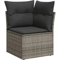 vidaXL 11-tlg. Garten-Sofagarnitur mit Kissen Schwarz Poly Rattan