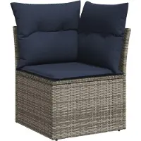 vidaXL 8-teiliges Gartensofa-Set mit Kissen, grau, Polyrattan