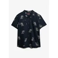Superdry für Herren. M4010793A Kurzärmeliges marineblaues Strandhemd (XXL), Lässig, Baumwolle, Kurzarm