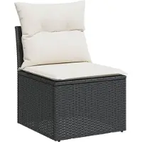 vidaXL 8-tlg. Garten-Sofagarnitur mit Kissen Schwarz Poly Rattan