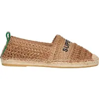 Superdry für Damen. WF110303A Braune Espadrilles aus besticktem Bast (38), Stoff, Wohnung, Keine, Lässig