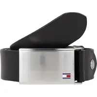 Tommy Hilfiger Koppelgürtel "Plaque Belt 3,5 cm breit", Herren, Gr. 80, schwarz, Leder, unifarben, Basic,festlich, Gürtel Koppelgürtel, individuell verstellbare Schnalle