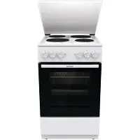 Gorenje GE5A23WH Elektroherd, Freistehender Herd, Weiß, Drehregler, Weiß, Metall, Versiegelte Platte